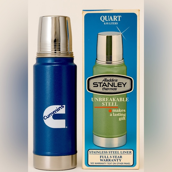Vintage Aladdin Stanley Thermos 1 Qt Cummins Diesel Brand Original Box Brand New - Picture 1 of 2